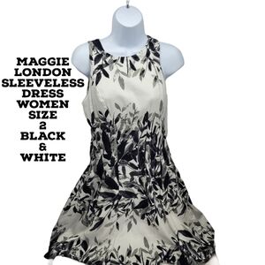 Maggie London Dress Women 2 Slip On Sleeveless Black White